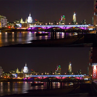 Buy canvas prints of Blackfriars Thames Bridge colour change by David French