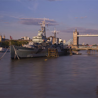 Buy canvas prints of Tower Bridge Thames HMS Belfast by David French