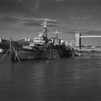 Buy canvas prints of Tower Bridge Thames London HMS Belfast by David French