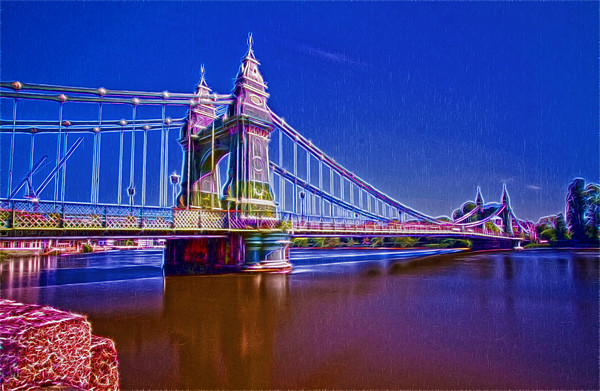 Hammersmith Thames Bridges Picture Board by David French