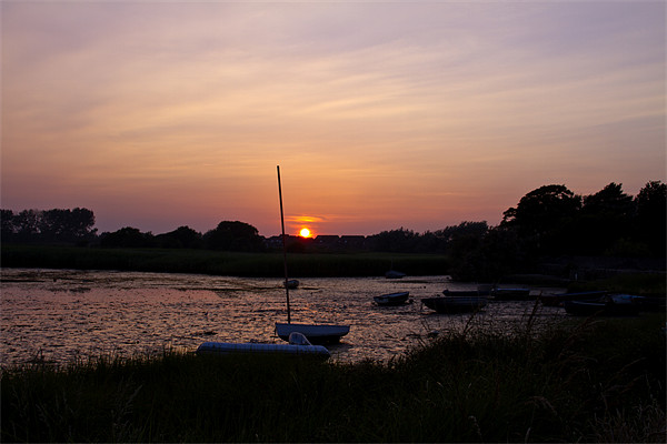 Stanpit Christchurch Dorset Sunset Picture Board by David French