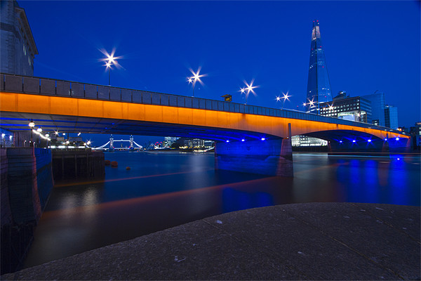 London Bridge Shard night Picture Board by David French