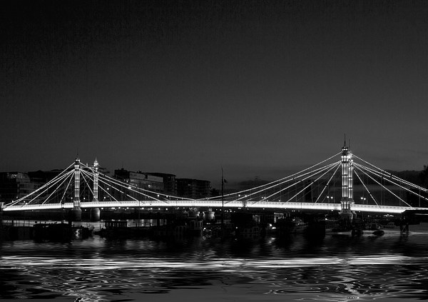 Albert Bridge Thames  London Picture Board by David French