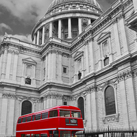 Buy canvas prints of Red Bus and St Pauls by David French