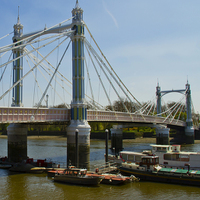 Buy canvas prints of Albert Bridge London Thames by David French