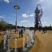 Buy canvas prints of ARCELORMITTAL ORBIT Water Fountains by David French