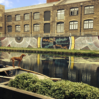 Buy canvas prints of Crate Brewery Canal Side River Lea by David French