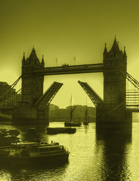 Sunrise at Tower Bridge HDR Toned Picture Board by David French