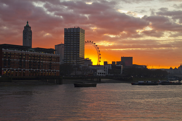 Oxo Tower London Eye Sunset Picture Board by David French