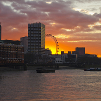Buy canvas prints of Oxo Tower London Eye Sunset by David French