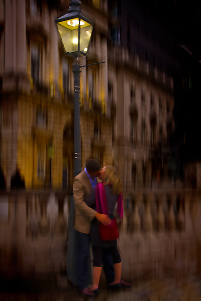 A Kiss Under the Lamp light Picture Board by David French