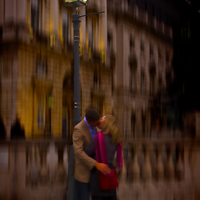 Buy canvas prints of A Kiss Under the Lamp light by David French