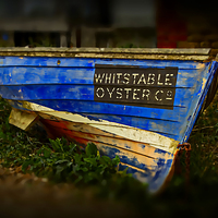 Buy canvas prints of Whitstable Oysters old blue boat by David French