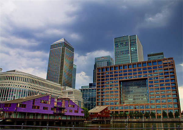 Stormy Canary Wharf Picture Board by David French