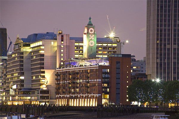 Night view of the Oxo Tower and Wharf Picture Board by David French