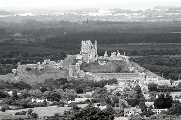 Corfe Castle Bw Picture Board by David French
