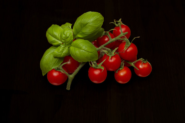 Plum Cherry Tomatoes Basil Picture Board by David French