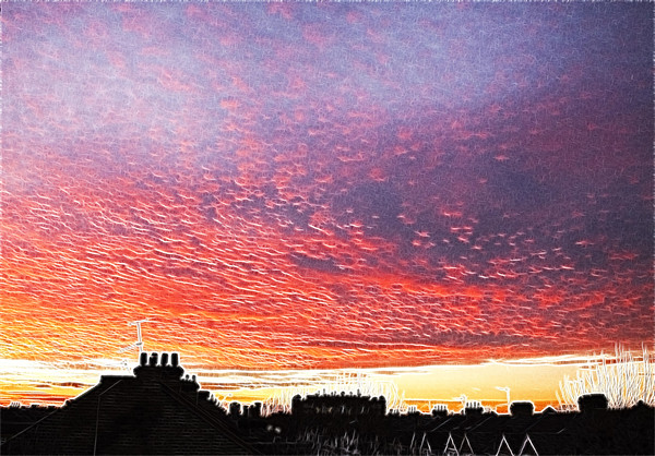 Sunset over London fractals Picture Board by David French