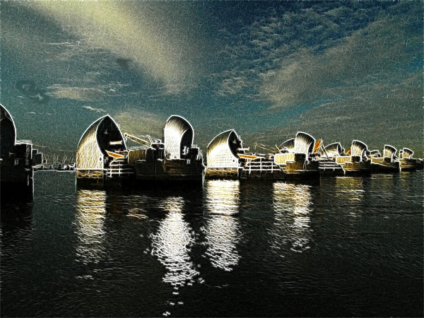 Thames Flood Barrier Fractals Picture Board by David French