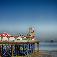 Buy canvas prints of Herne Bay old and new pier Kent  by David French