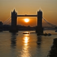 Buy canvas prints of Sunrise Tower Bridge London Fractals by David French