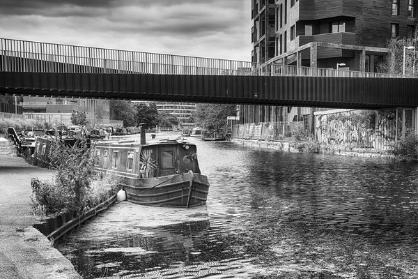 Narrow boats River Lea Picture Board by David French
