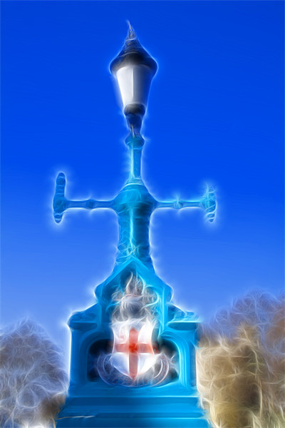 Lamp post St Georges flag Fractals Picture Board by David French
