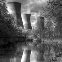 Buy canvas prints of Power Station Ironbridge BW by David French