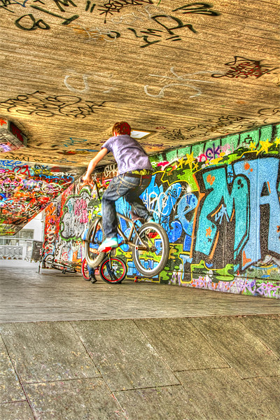 Southbank BMX graffiti Grunge Picture Board by David French