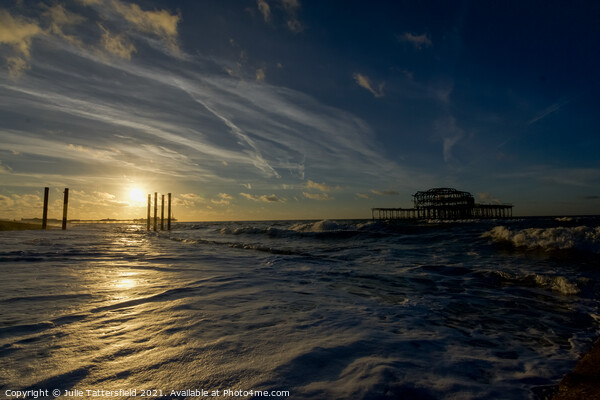 Calm morning sunrise at Brighton pier Picture Board by Julie Tattersfield
