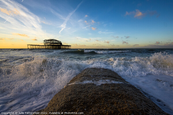 stormy waves in the Autumn sunshine Brighton Picture Board by Julie Tattersfield