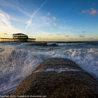 Buy canvas prints of stormy waves in the Autumn sunshine Brighton by Julie Tattersfield