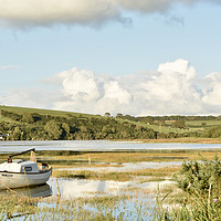 Buy canvas prints of High tide Estuary The Parrog Pembrokeshire by Julie Tattersfield
