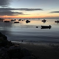 Buy canvas prints of Sunset at The Parrog, Newport, Pembrokeshire by Julie Tattersfield