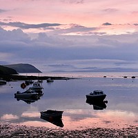 Buy canvas prints of Pink evening sunset  Pembrokeshire by Julie Tattersfield