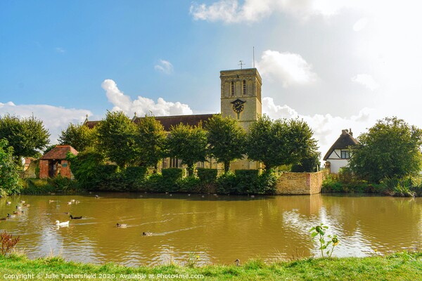 St. Mary's Church Haddenham duck pond Picture Board by Julie Tattersfield