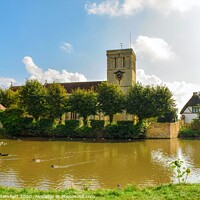 Buy canvas prints of St. Mary's Church Haddenham duck pond by Julie Tattersfield
