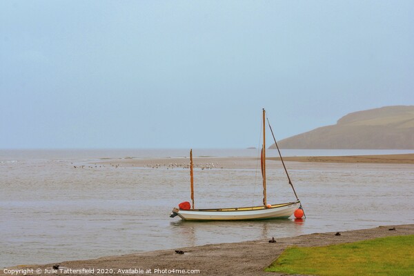 Pembrokeshire sail boat in the haze Picture Board by Julie Tattersfield