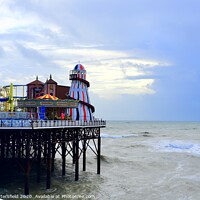 Buy canvas prints of Fun at Brighton Pier Helter Skelter by Julie Tattersfield