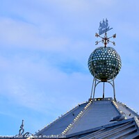 Buy canvas prints of Brighton pier disco ball weather vane by Julie Tattersfield