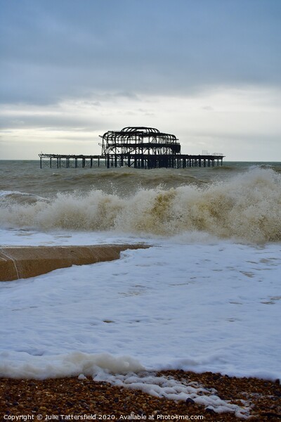Brighton west pier stormy waves Picture Board by Julie Tattersfield