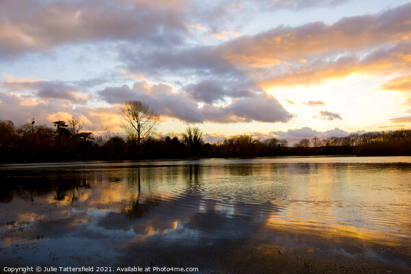 winter sunset reflections in Oxfordshire Picture Board by Julie Tattersfield