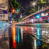 Buy canvas prints of Rainy Night a few days before election in Bangkok by peter kellfur