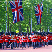 Buy canvas prints of Coldstream Guards Trooping The Colour by Laurence Tobin