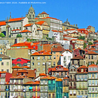 Buy canvas prints of Oporto Houses and Cathedral by Laurence Tobin