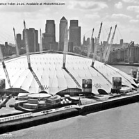 Buy canvas prints of The O2 Dome and Docklands by Laurence Tobin