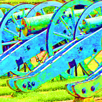 Buy canvas prints of Abstract Wheeled Napoleonic Cannons by Laurence Tobin