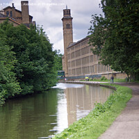 Buy canvas prints of Leeds and Liverpool Canal at Saltaire, West Yorksh by Laurence Tobin
