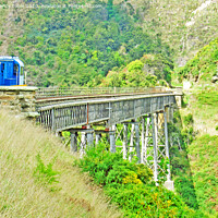 Buy canvas prints of The Taieri Gorge Railway Bridge, New Zealand by Laurence Tobin