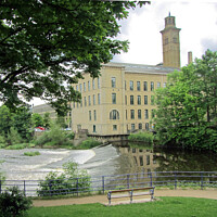 Buy canvas prints of Shipley Weir, Saltaire, West Yorkshire by Laurence Tobin